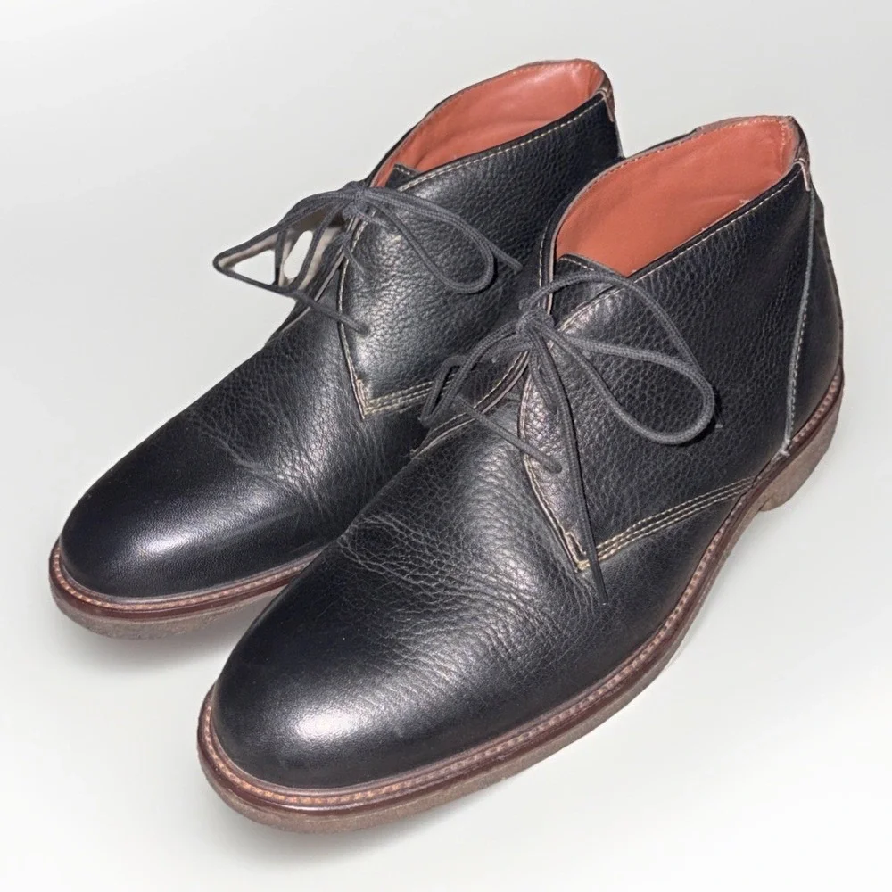 Johnston &Murphy Sheepskin Black Pebbled Leather Chukka Ankle BOOTS Size 8 M